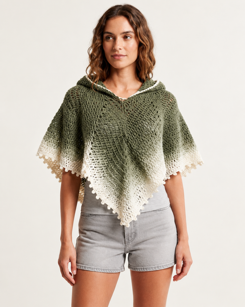 Sage Hooded Poncho