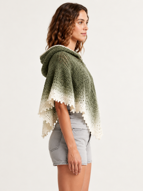 Sage Hooded Poncho