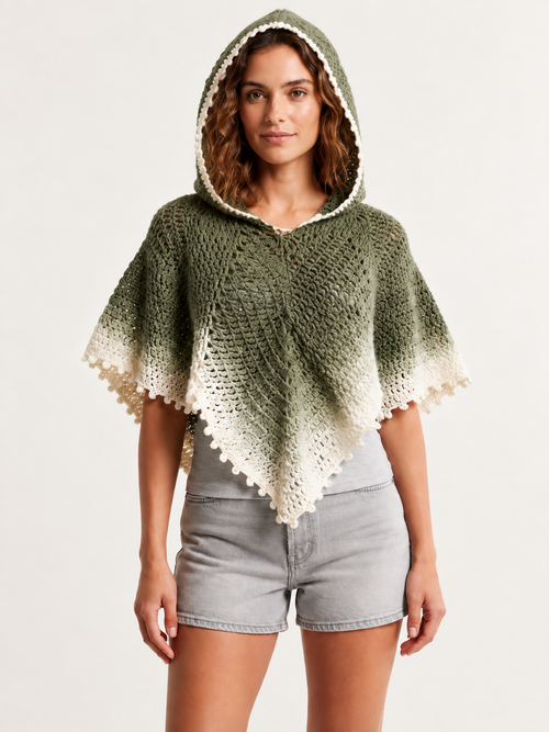 Sage Hooded Poncho